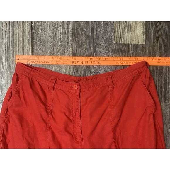 Lauren Ralph Lauren Womens Linen Crop Pants Wide Leg High Rise Red Beach Size 16 - Picture 9 of 12